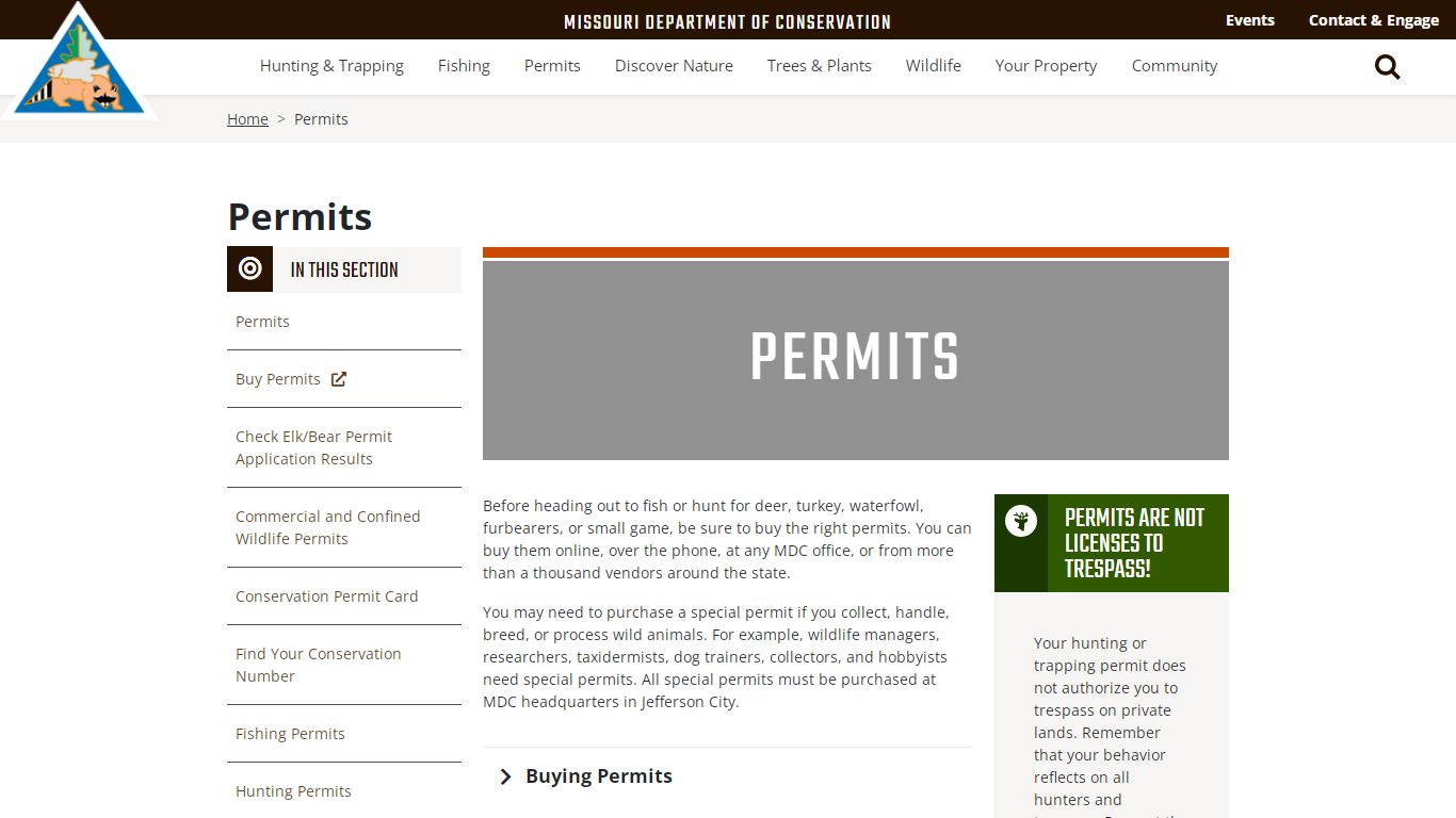 Permits | Missouri Department of Conservation